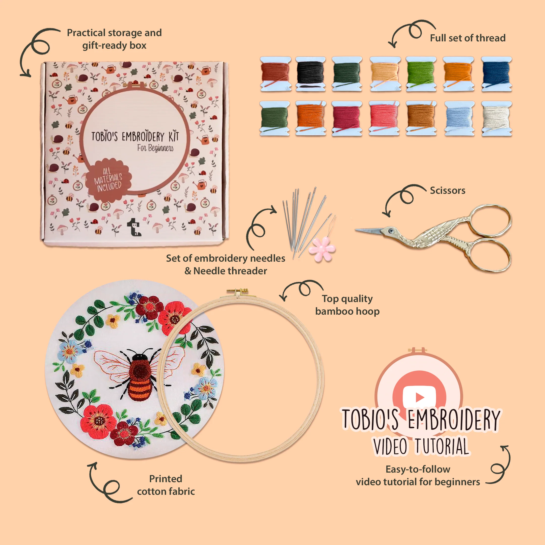 Buzzy the Bee - Embroidery Kit - Image 2