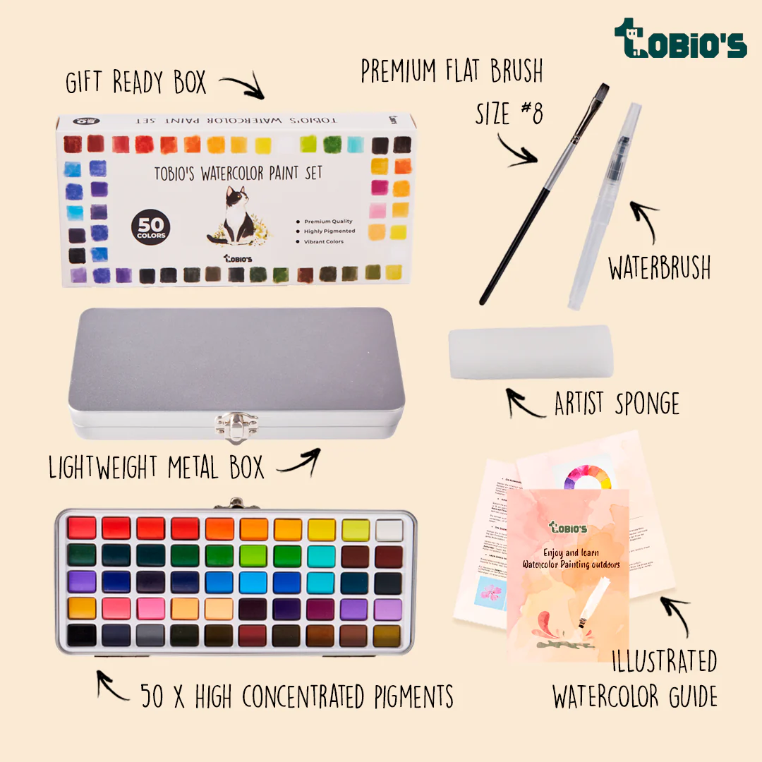 Tobio's™ 50 Watercolor Paint Set - Image 2